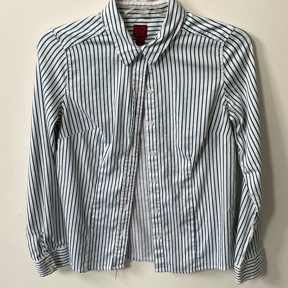 Women blouse size S white and green stripes.